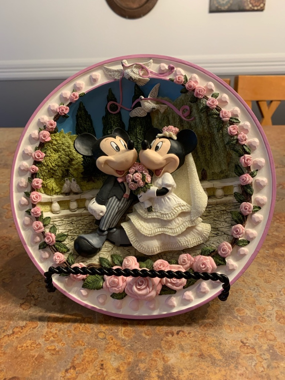 Disney Wedding Mickey & Minnie Decorative Plate - Pink